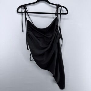 Forever 21 Black Asymmetrical Draped Tie Strap Camisole Top Women's S